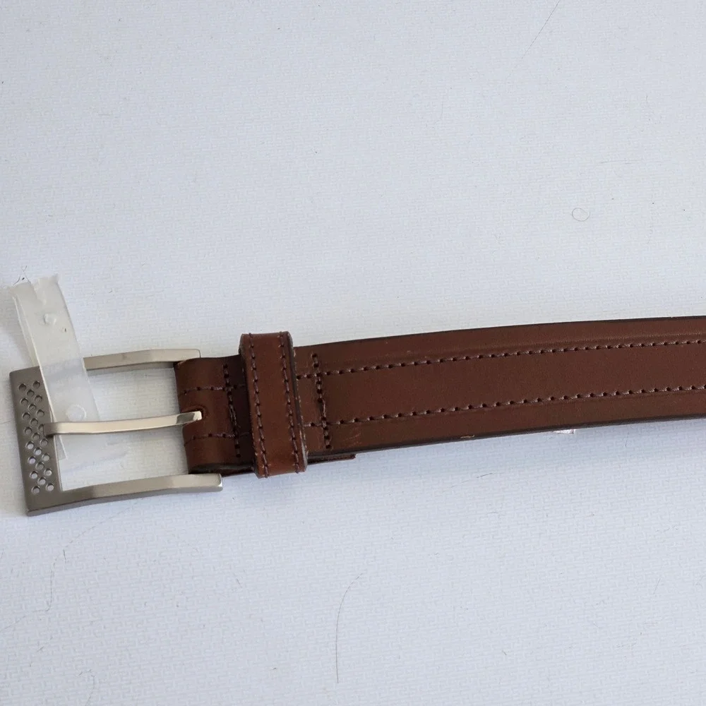Canterbury Golf Mens Brown Leather Belt 32 Made in Canada Silver Buckle 014073-2